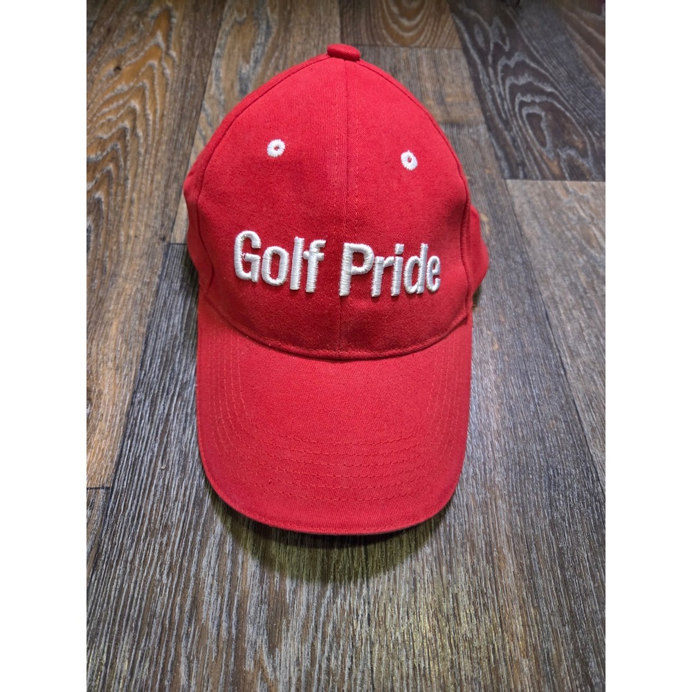 Golf Pride Hat Mens Red Adjustable Baseball Cap #1 Grip on Tour Embroidered Logo